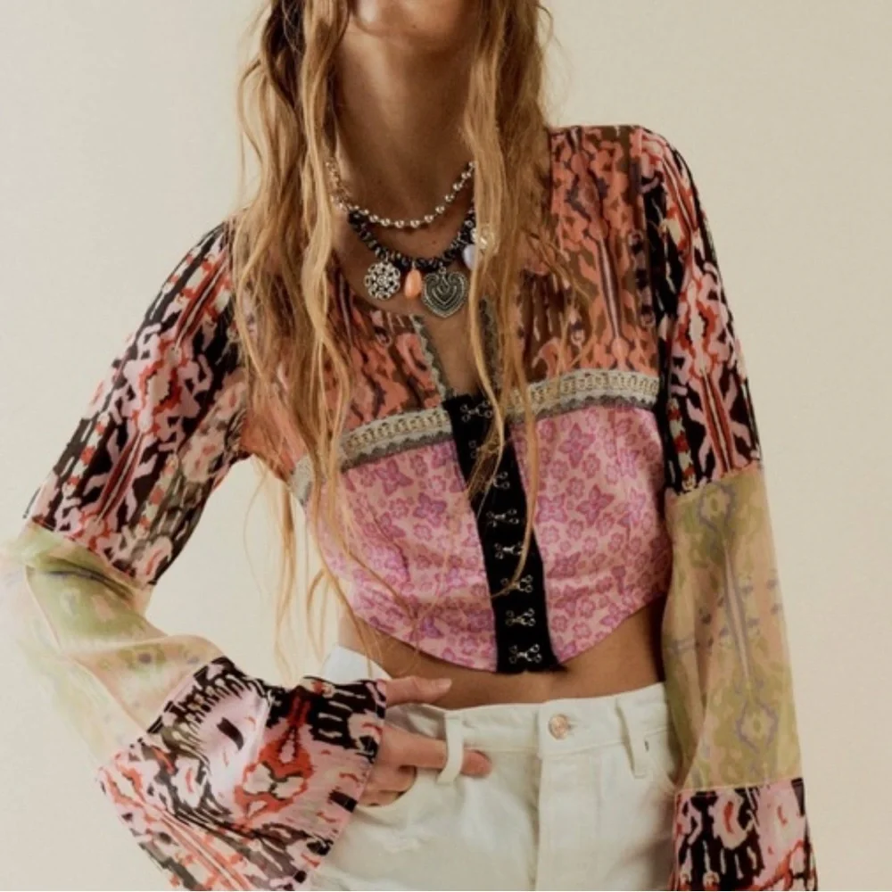 Free People Walk That Walk Boho  Crop Top